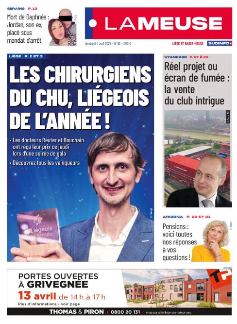 la meuse 04-04-2025 - la une liegeois